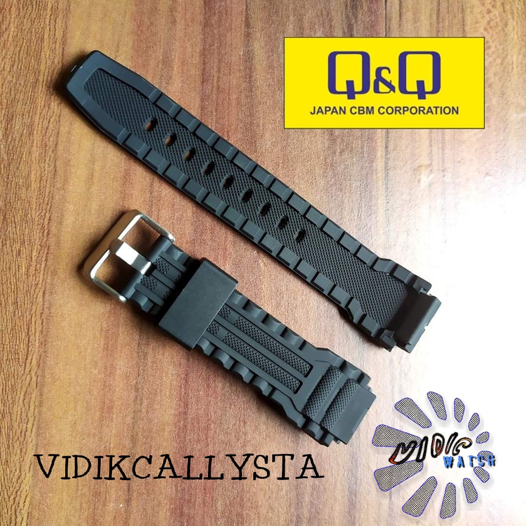 Tali jam tangan tali karet Rubber strap Jam QQ Q&amp;Q M147 M-147 M 147 Hitam