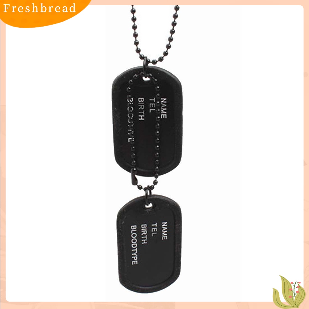 Fresh|  Kalung Rantai Liontin 2 Dog Tag Warna Hitam Gaya Army Untuk Pria