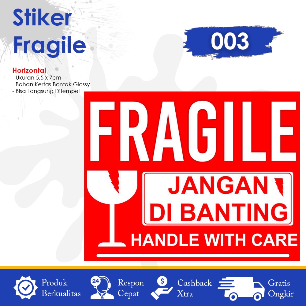 Stiker Fragile Stiker Pecah Belah Stiker Label Pengiriman Sticker Fragile Horizontal-5
