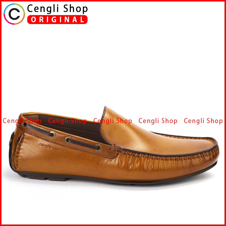 SEPATU ANDREW PRIA TERBARU ORIGINAL PANSUS LOAFER KULIT COKLAT ANM10