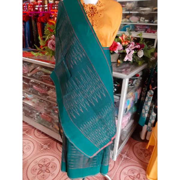 SONGKET SARUNG SELENDANG SIBOLANG RASTA HIJAU TENUN TANGAN TARUTUNG ASLI PAKAIAN ADAT CEWEK