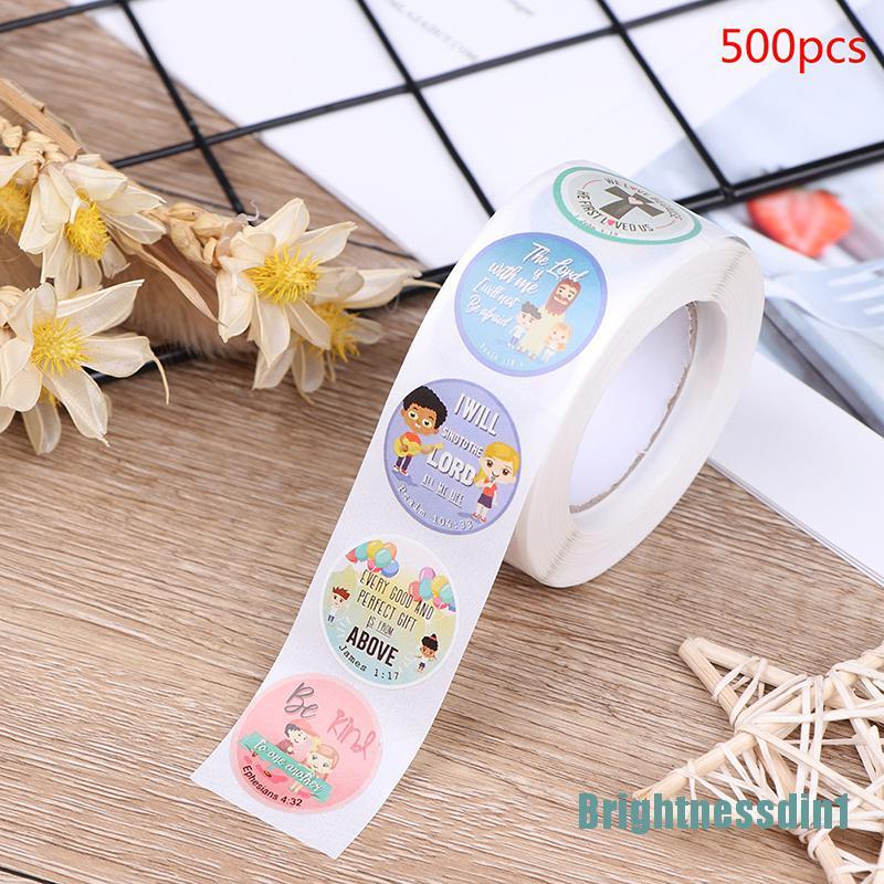 (Brightdin1) 500pcs / Roll Stiker Label Segel Untuk Dekorasi / Mainan Anak