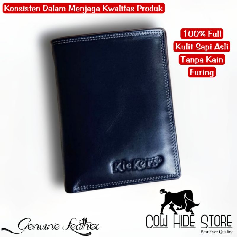 Dompet Pria Kulit Asli Bifold Up Emboss Kickers - 15 Slot-Black