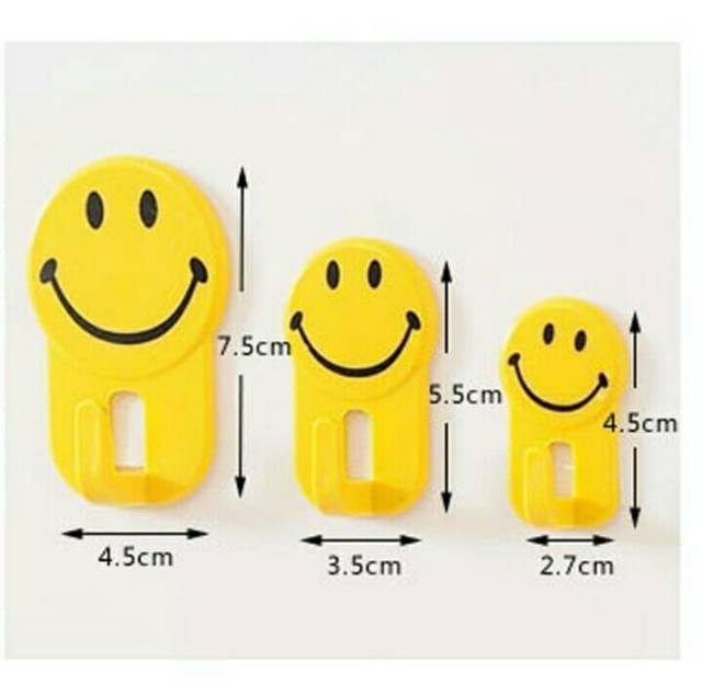 GANTUNGAN TEMPEL DINDING KARAKTER SMILE 3 IN 1 STICKY HOOK KARAKTER