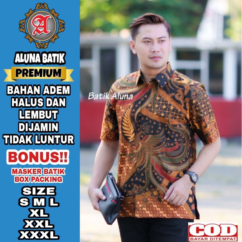 Baju Batik Pria Premium Lengan Pendek Full Furing Batik Solo Pekalongan Dewasa Batik Reguler Batik A