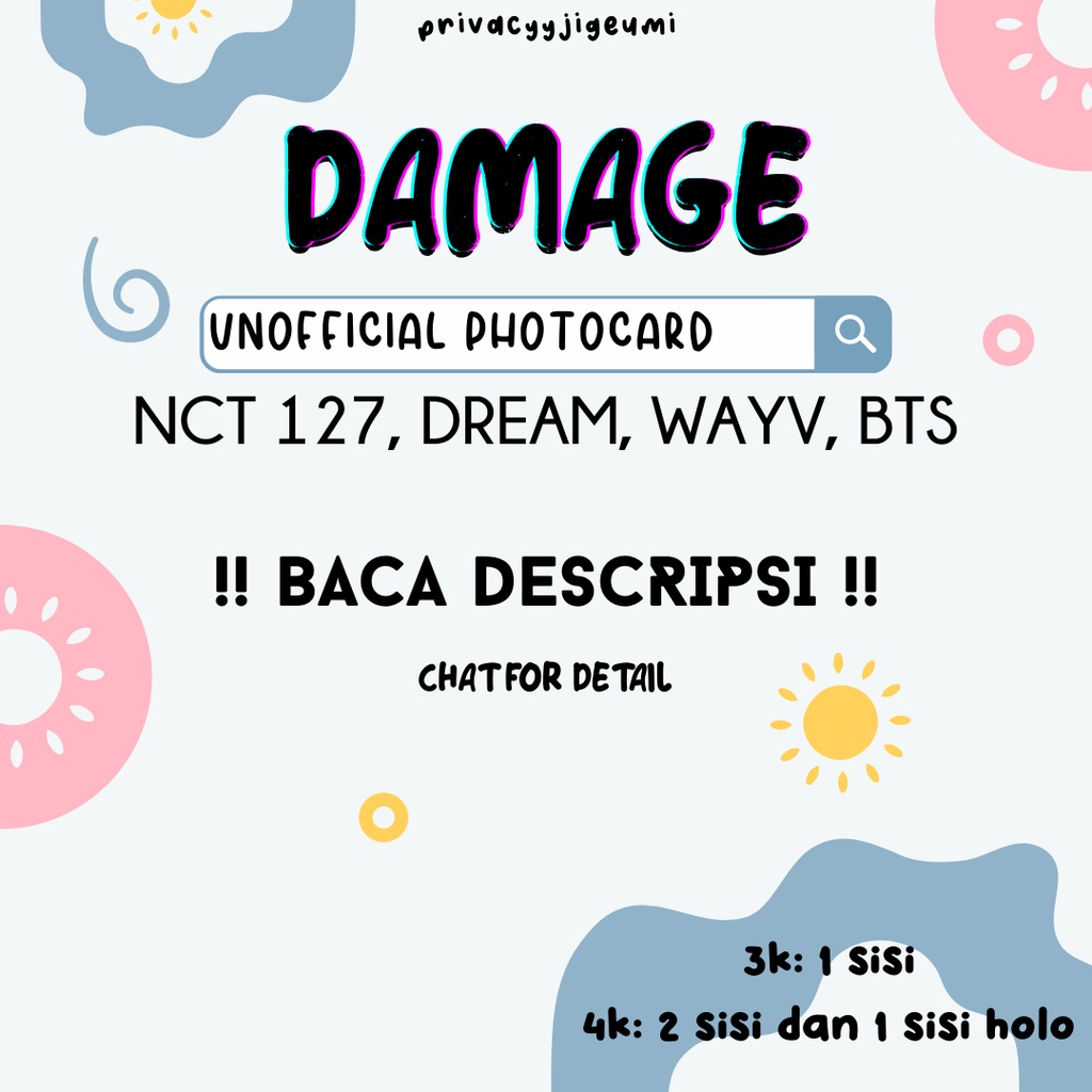 [DAMAGE] PHOTOCARD PC UNOFFICIAL NCT 127 NCT DREAM WAY V BTS SYB
