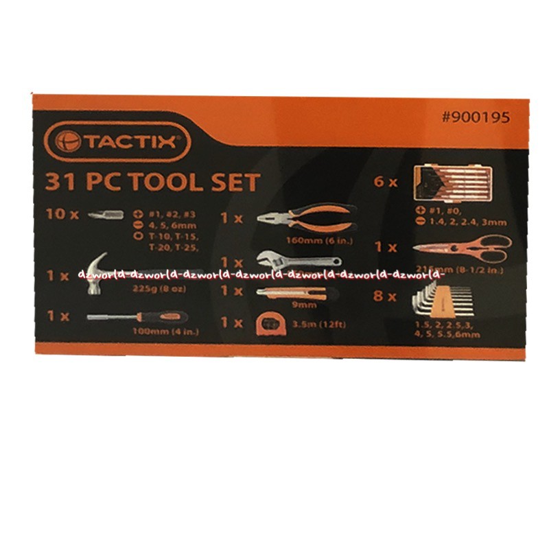 Tactix 31pcs Tool Set Peralatan Perkakas  Palu Obeng Tang Dengan Box 1set