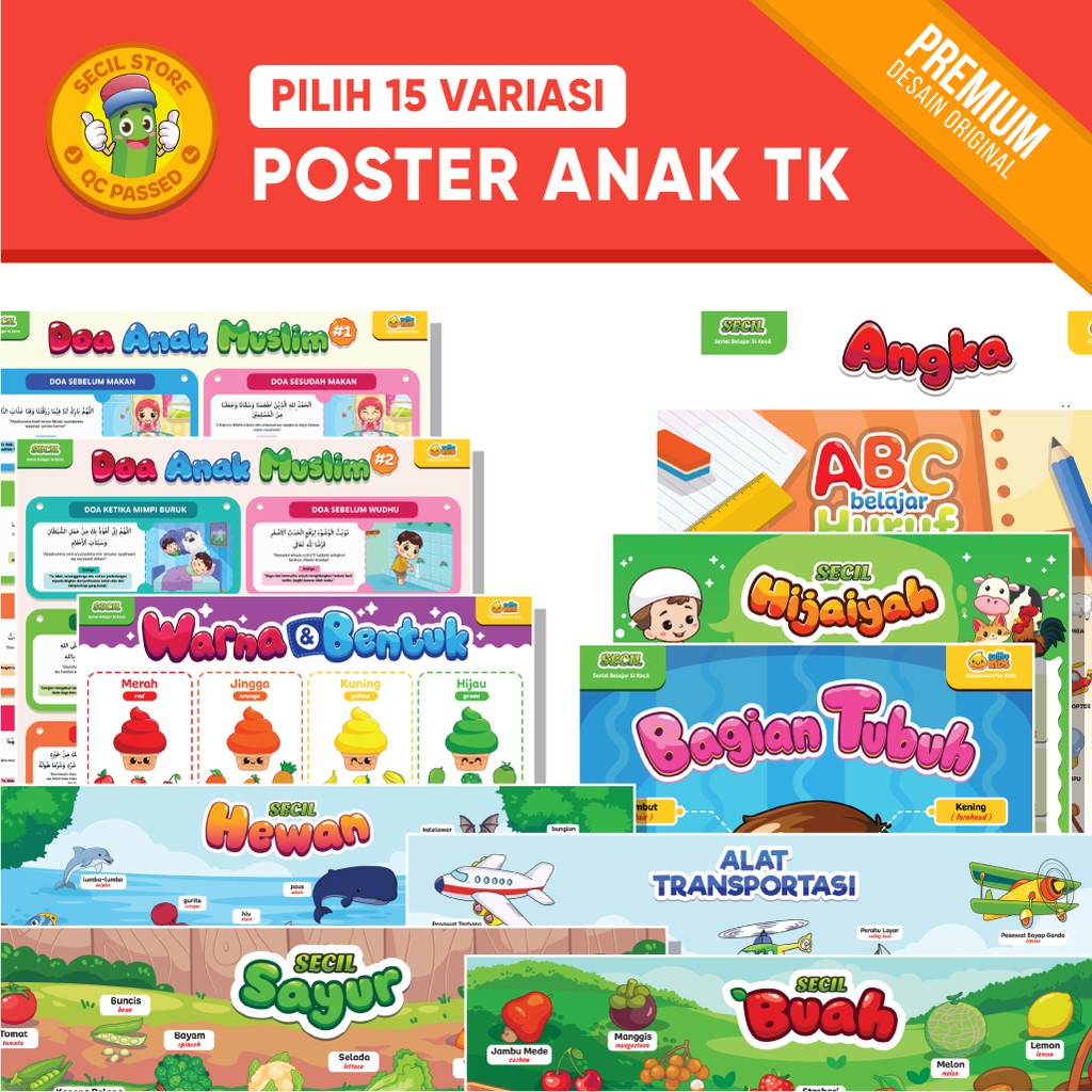 Poster Edukasi  Anak Balita TERLENGKAP Huruf  Angka 