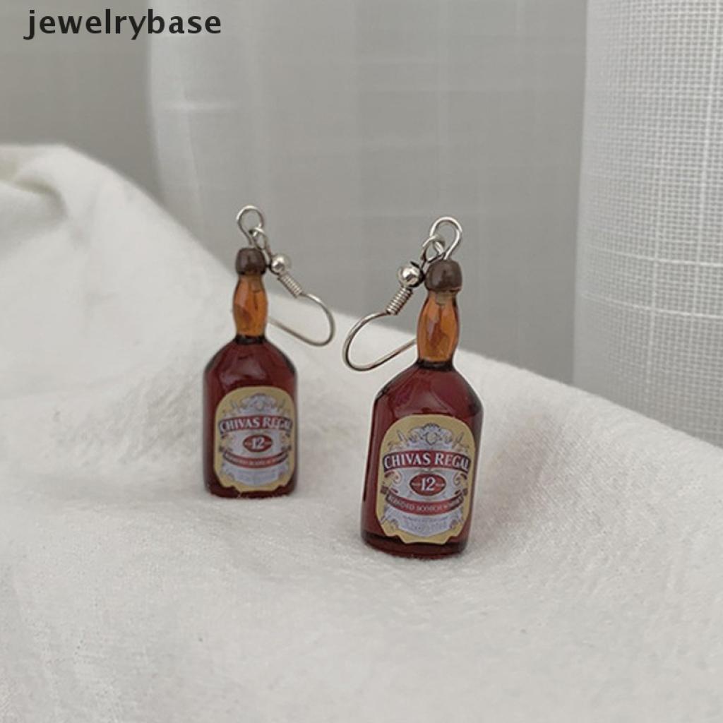 1 Pasang Anting Bentuk Botol Bir Bahan Resin Untuk Wanita