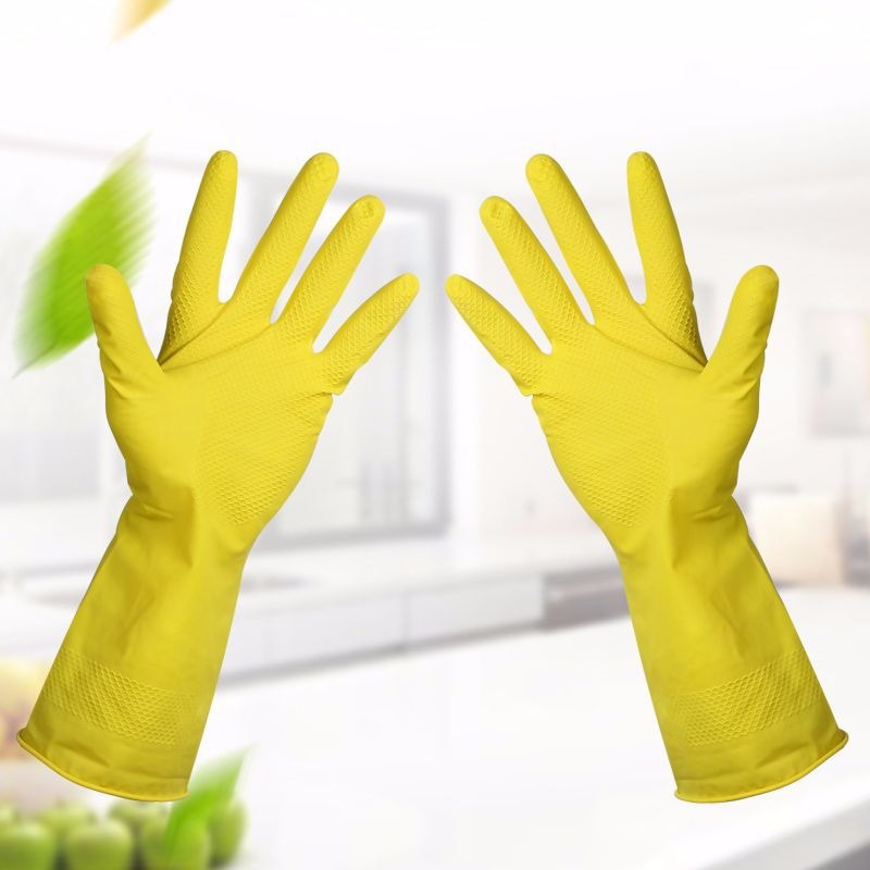 [BISA COD] Sarung Tangan Karet Cuci Piring Latex Dotted size XL rubber glove 32cm kebun taman large panjang