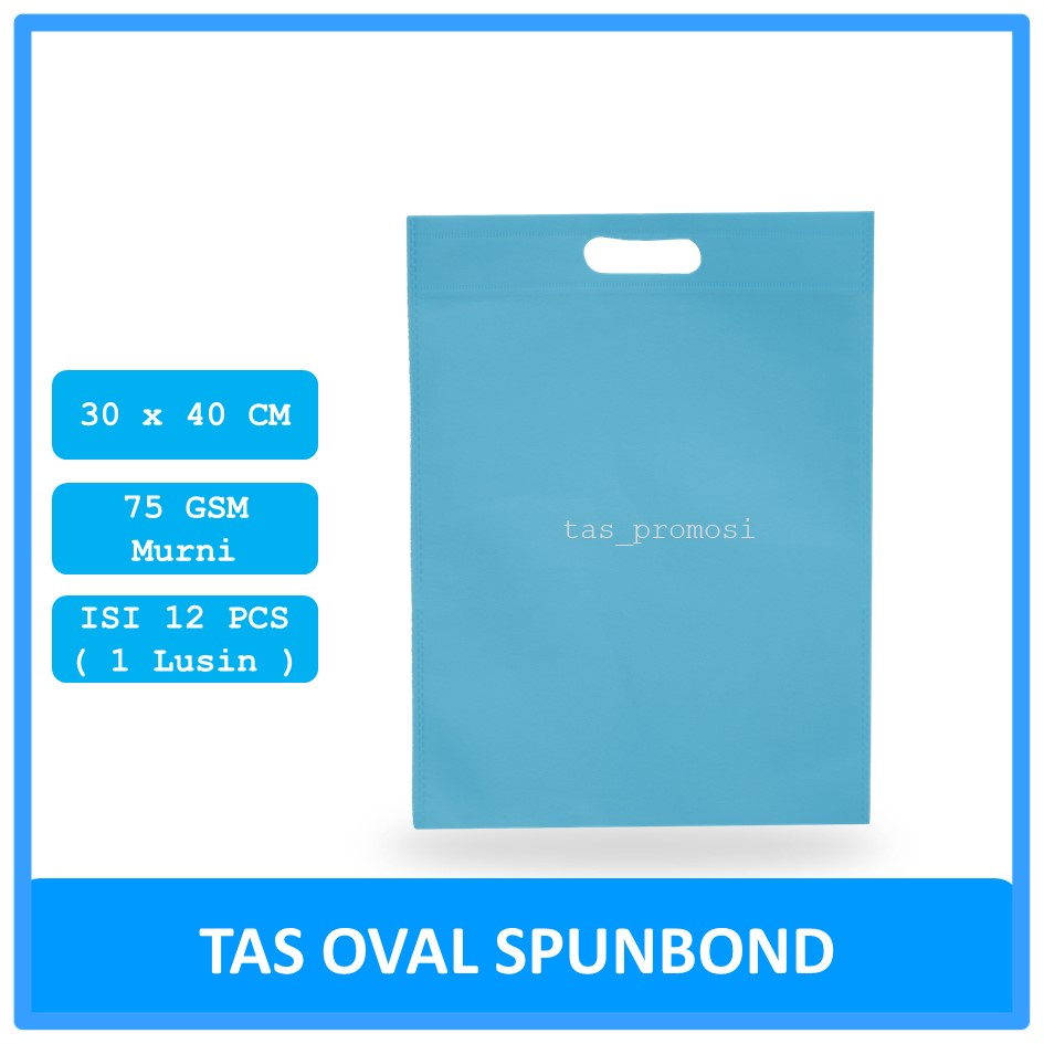 Goodie Bag Spunbond Oval 30x40 Biru Muda Kodi / Tas Spunbond Polos