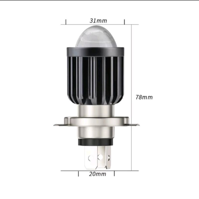 Bohlam lampu depan led H4 laser hi low AC DC laser 18 Watt 2 warna putih kuning