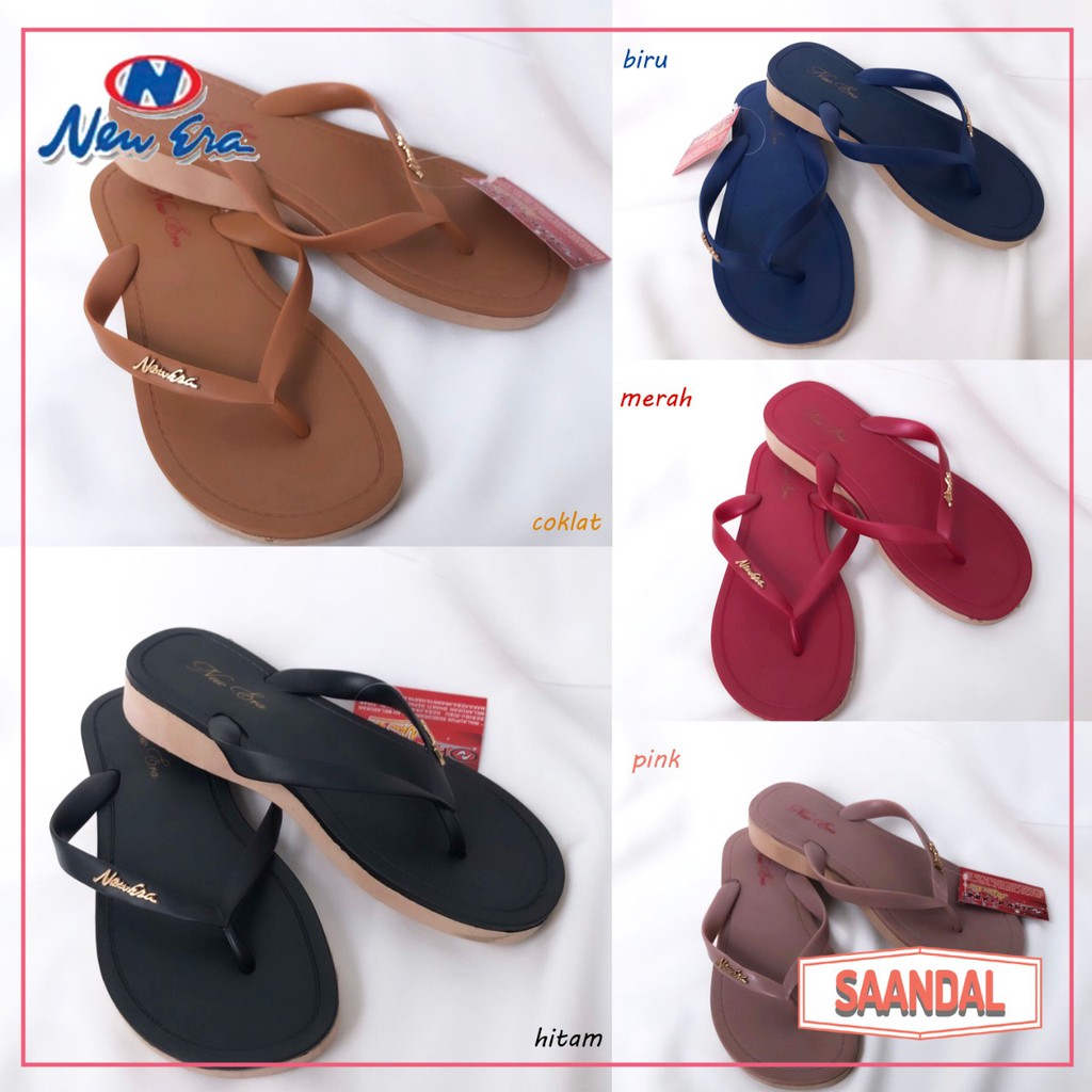 Sandal Wedges Jepit Wanita New Era Profound LB 10028 Warna Polos (BISA SATUAN COD)