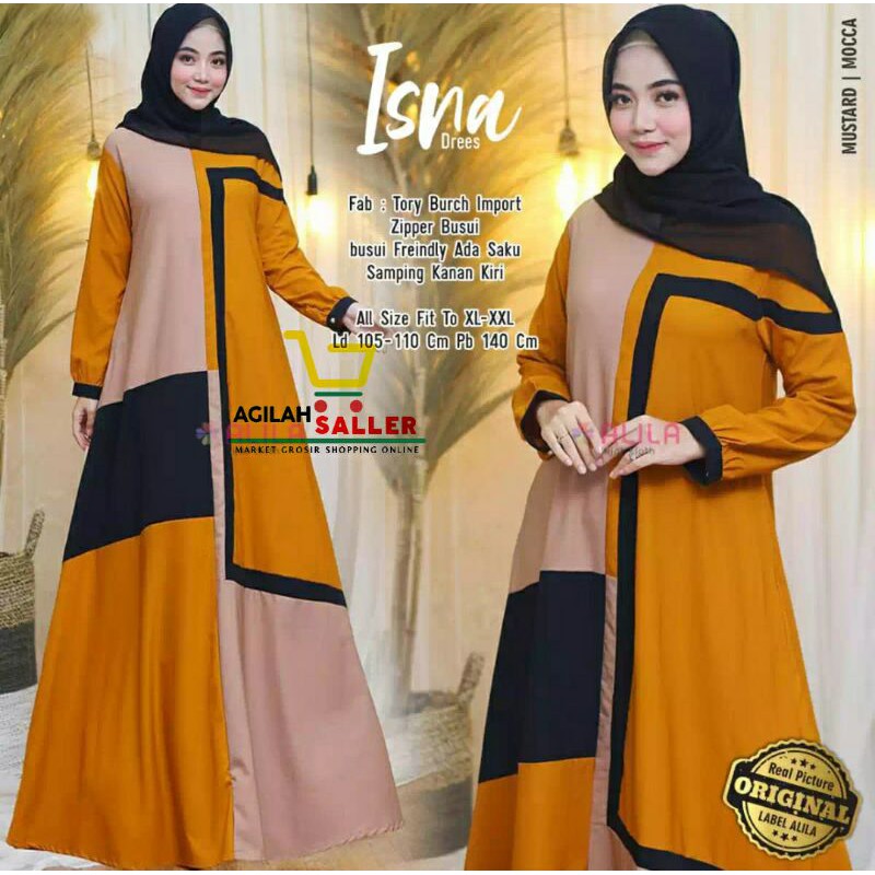 baju ISNA gamis wanita terbaru 2021 lebaran / DRESS MAXI GAMIS TERBARU JUMBO KEKINIAN MODERN