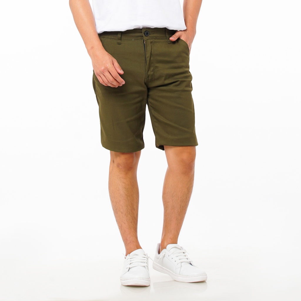 SANVANINA Celana Chino Pendek Slim Fit Hijau Army | Short Harper Chino Army Green Pants EA-026E