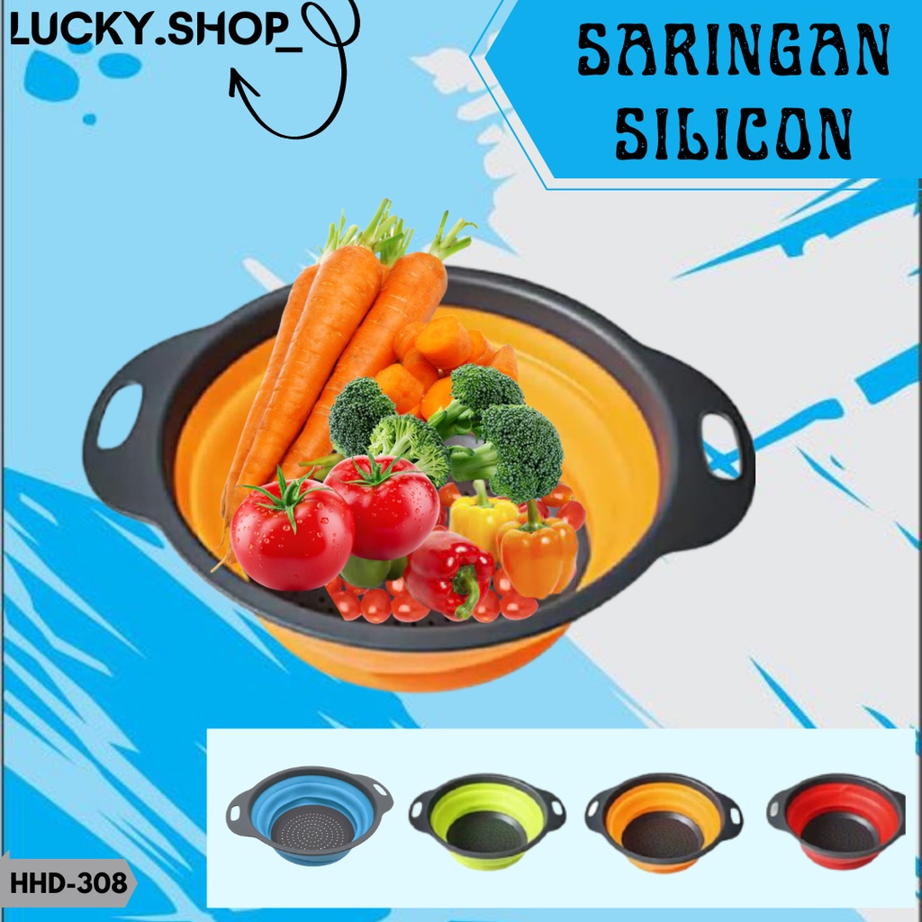 Baskom Saringan Silicone Yang Bisa Dilipat Keranjang Strainer Basket - HHD-308