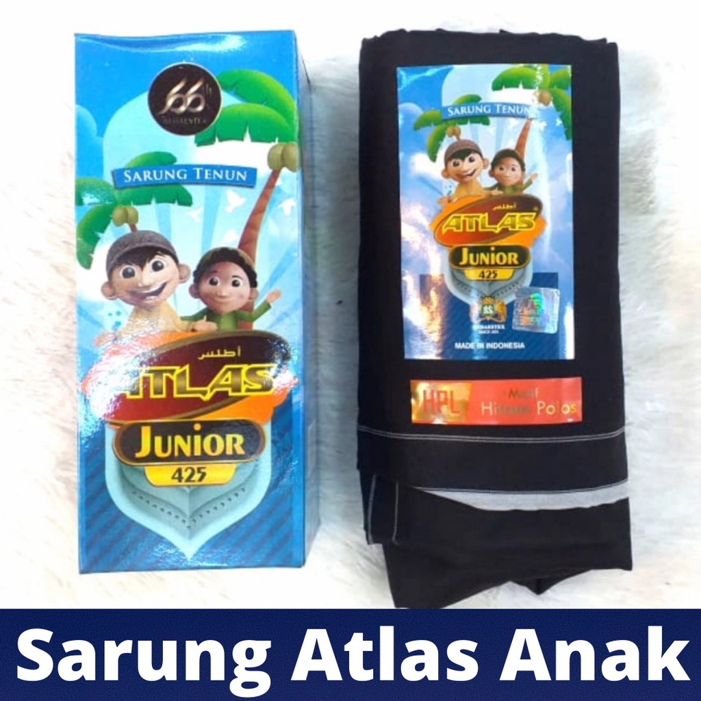Sarung atlas junior hitam polos anak laki laki sarung tenun original perlengkapan sholat fashion mus
