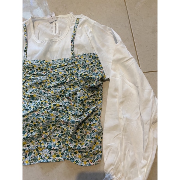 146 Blouse floral kerut import ld 100/atasan bunga import/blus flower import