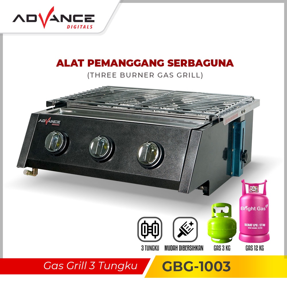 Advance Gas Grill 3 Tungku Kompor Stoves Hobs Gas Regulators GBG1003 Ready Stock