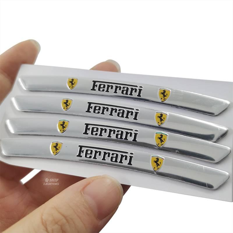 4 x Aluminum FERRARI Letter Logo Car Auto Wheel Tire Decorative Emblem Badge Sticker Decal FERRARI