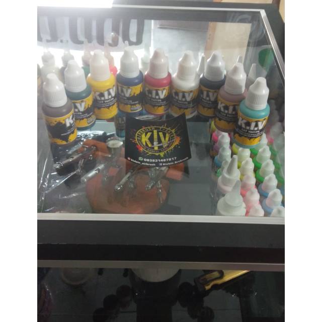 

Cat lukis Airbrush textile sepaket botol 30ml 9macam warna
