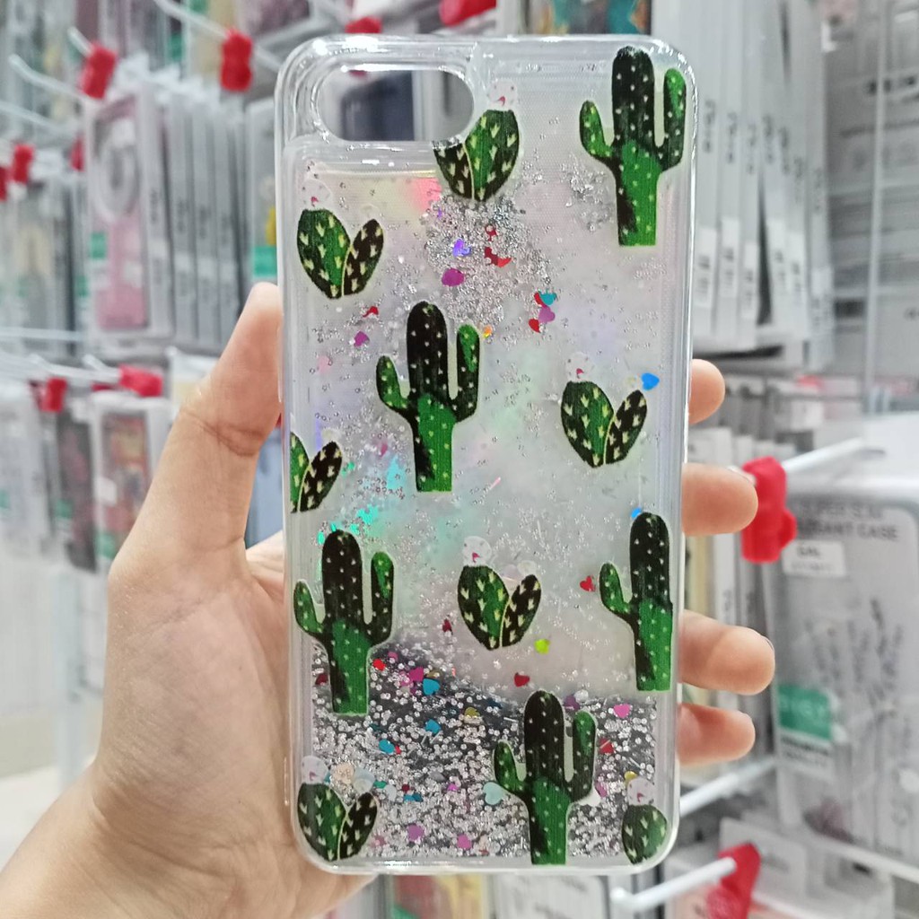 Case hp  realme 7i C17 A1K REALME C2  C11 Glitter Dynamic Liquid Quicksand Case Motif cewe kaktus heart bts