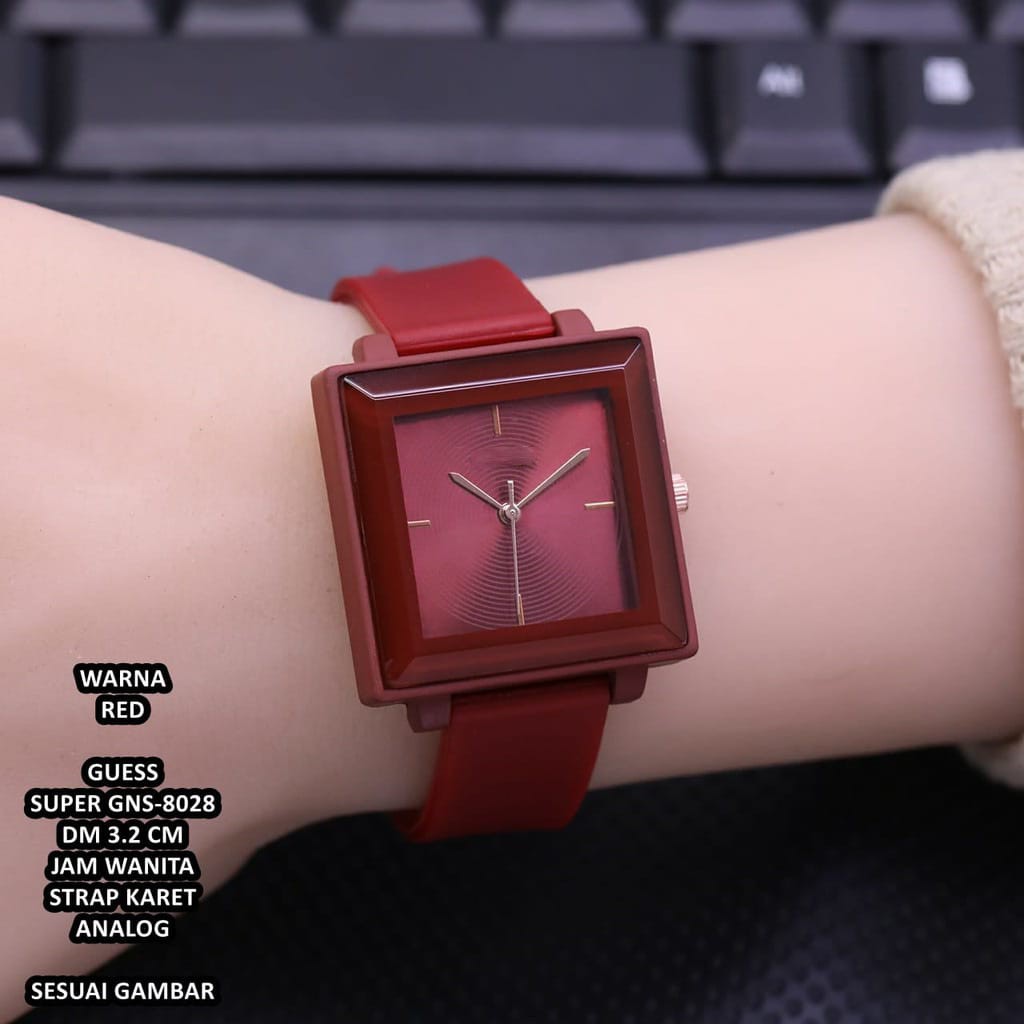 JAM TANGAN WANITA KOTAK CATUR STRAP RUBBER ANALOG CKK16