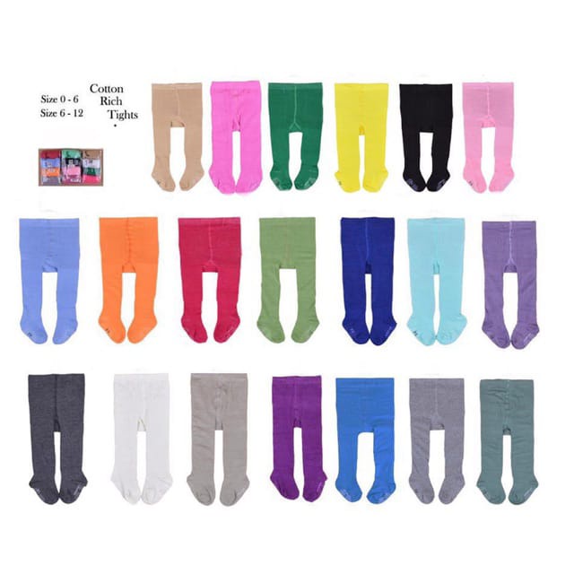 LEGGING BAYI WARNA POLOS COTTON RICH USIA 0-6 BULAN