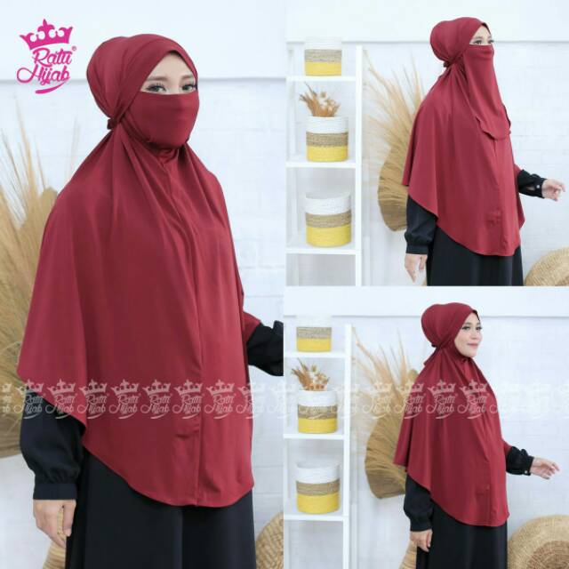 Jilbab cadar 3in1 jumbo ori RATU HIJAB bahan jersey khimar bergo niqob syari masker anti corona