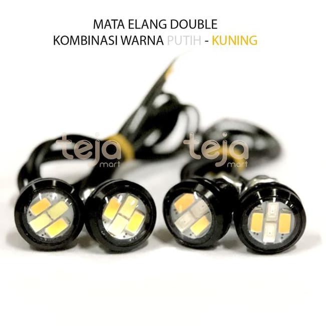 [BISA CODE] Lampu LED Mata Elang 2 warna color 2in1 Eagle Eyes Sein Senja rem Mobil Motor DC 3 kabel