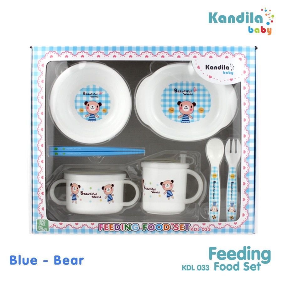 Kandila Baby KDL033 Feeding Fod Set - Mangkok / Piring / Gelas / Sendok Garpu / Sumpit Bayi - Alat Makan Bayi