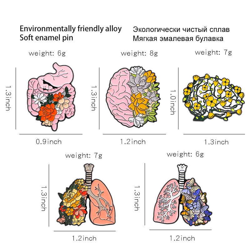 Pin / Bros Bentuk Organ Manusia 5 Model Warna-Warni Untuk Aksesoris Pakaian