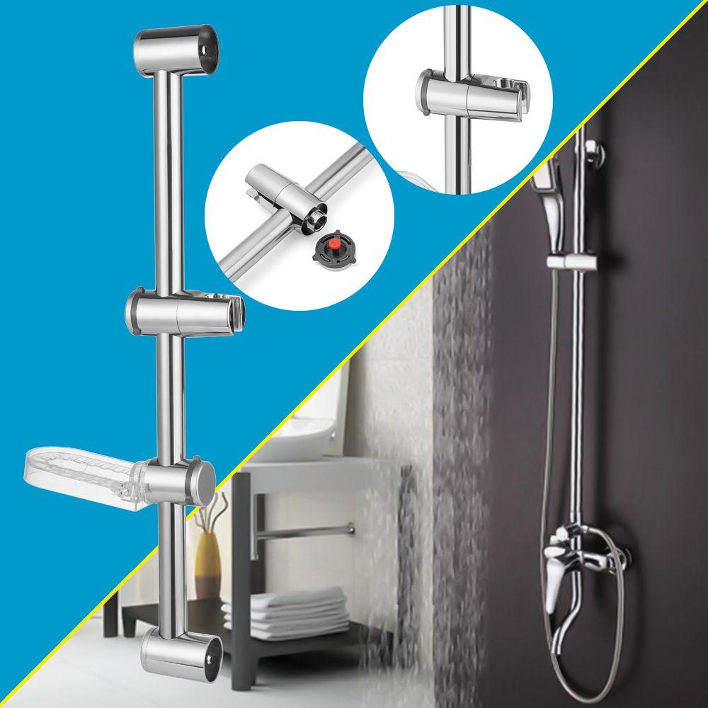 Populer Shower Slide Bar Stainless Steel Adjustable Pengangkat Pipa Kamar Mandi Kit Sabun Cuci Piring Spray Holder