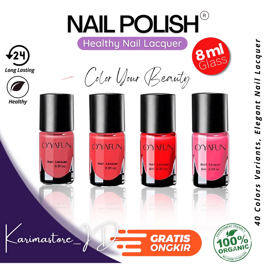 Kutek 40 warna 8 mL cat kuku halal muslimah Nail polish /Kutek Kuku/kutex kuku/Cat kuku/Kutek Peel Off/Nail Polish Peel Off/Kutek halal