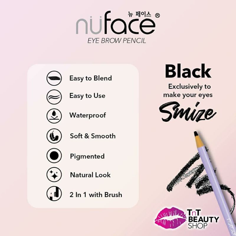 Pensil Alis NuFace Eyebrow Pencil, Black and Brown