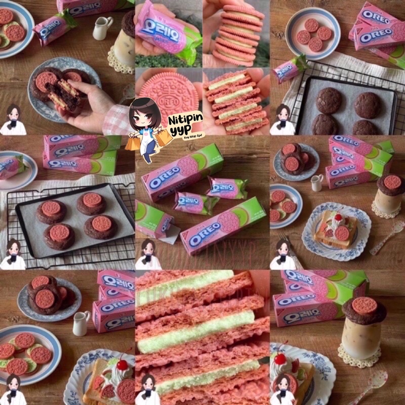 [LIMITED SPRING] Korean OREO Sandwich Cookies PINK GREENTEA SAKURA MATCHA / CHOCO MINT — Oreo Korea Best Seller!
