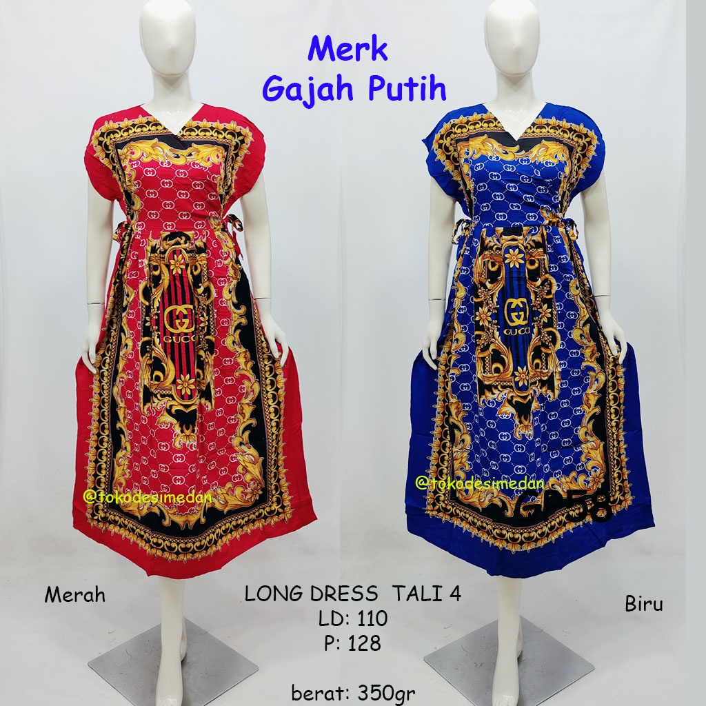 GP58 - ALdera Long Dress Daster Tali 4 Merk Gajah Putih Bahan Halus Dingin