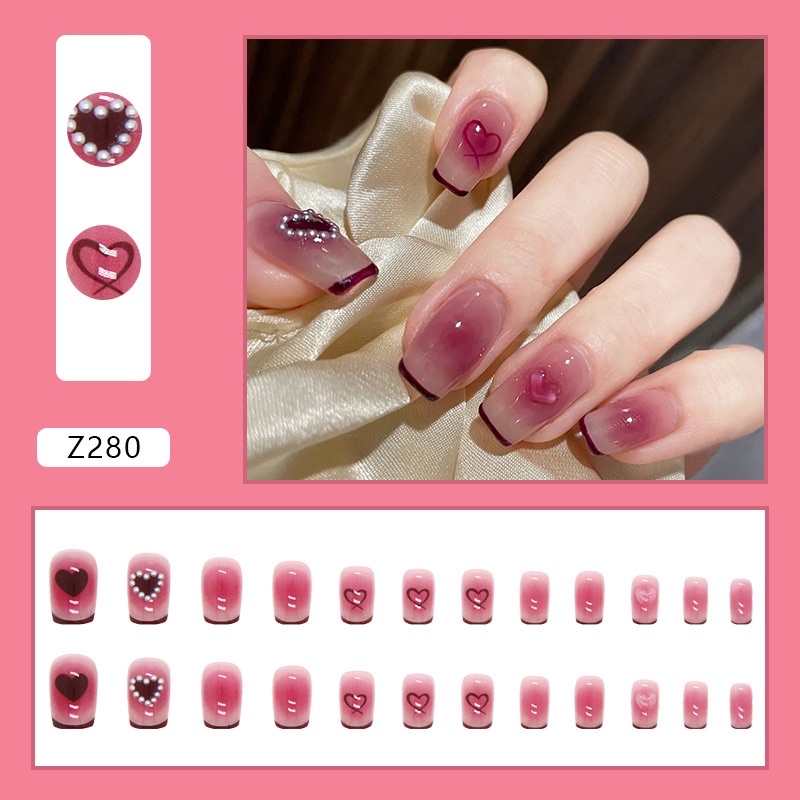 Kuku Palsu 【B98，lem cair】Nikah kuku Wedding False Nailart Pengantin Tangan