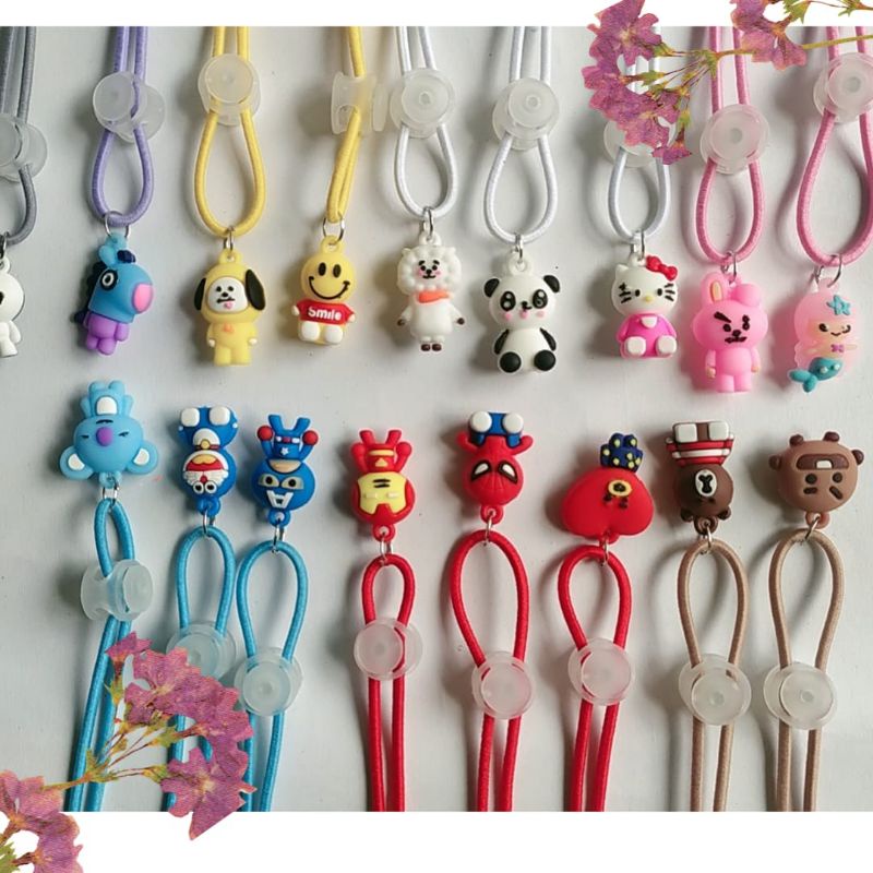 Tali masker 2 in 1 boneka 3D gantung strap masker kalung masker