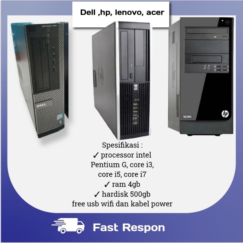 Komputer pc Rakitan Builtup Core i5,core i3,core i7, Pentium G ram 4gb hardisk 500gb siap pakai