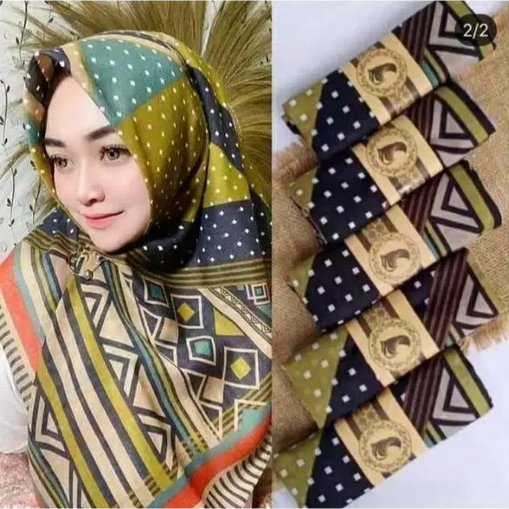 COD - Kerudung Segi Empat Denay Motif Bueno Leser Cat Kerudung Kekinian Deenay Motif Bueno Hijab Den