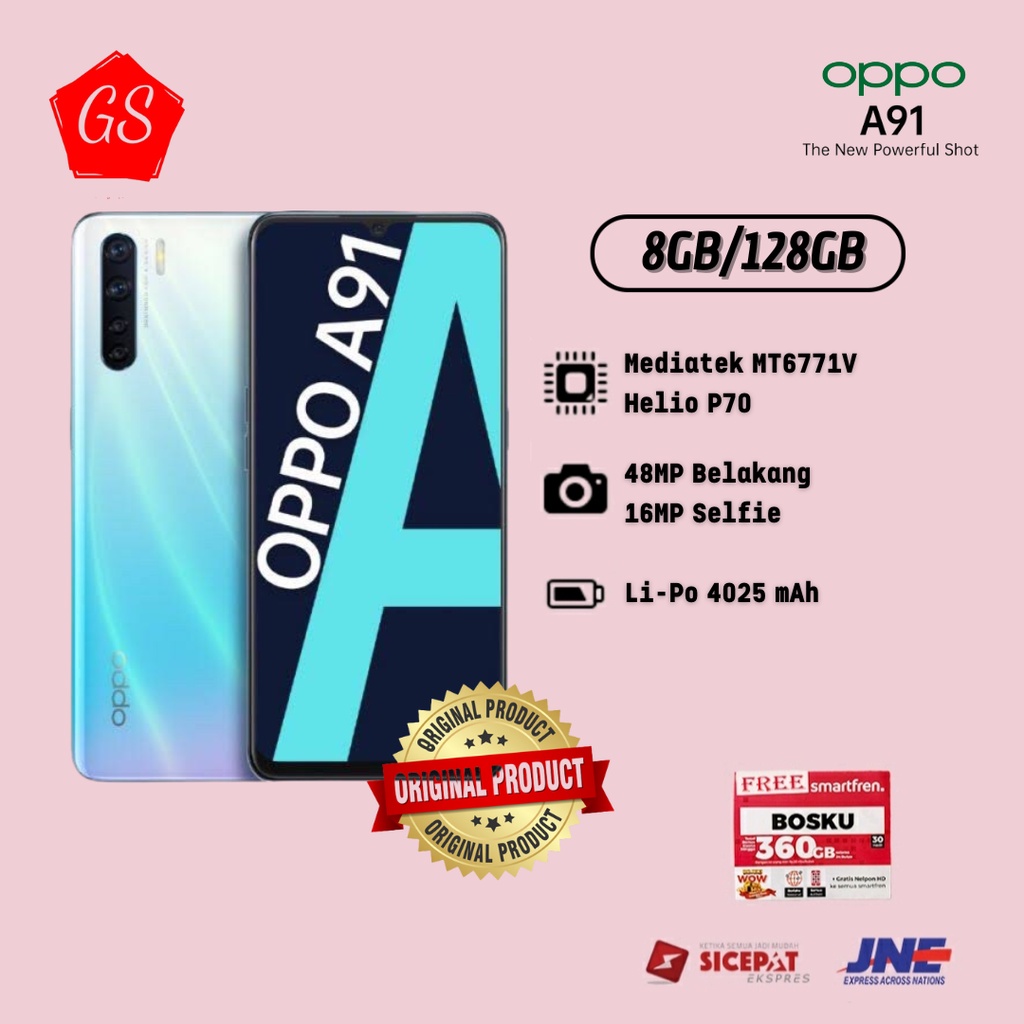 OPPO A91 RAM 8GB / 128GB SECOND ORIGINAL RESMI