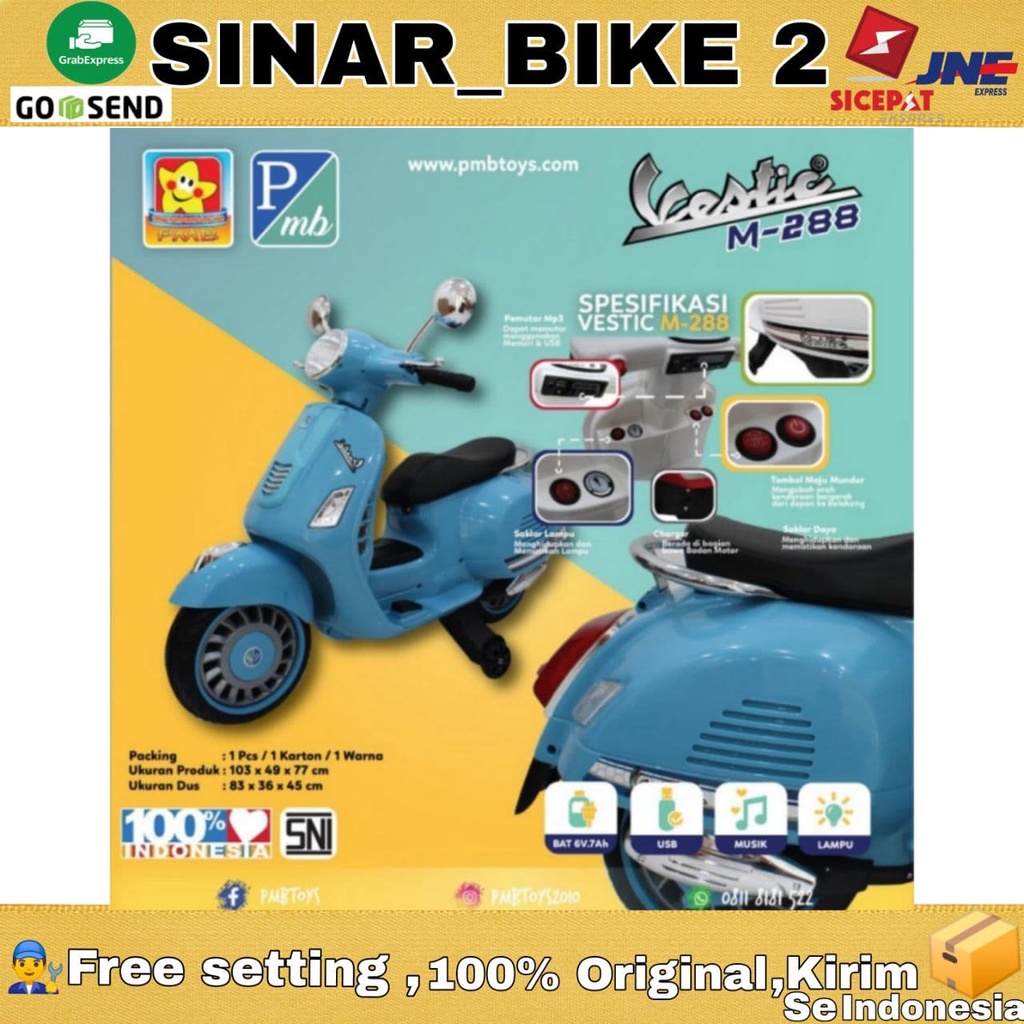 Mainan Anak Motoran Aki Vespa PMB M-288