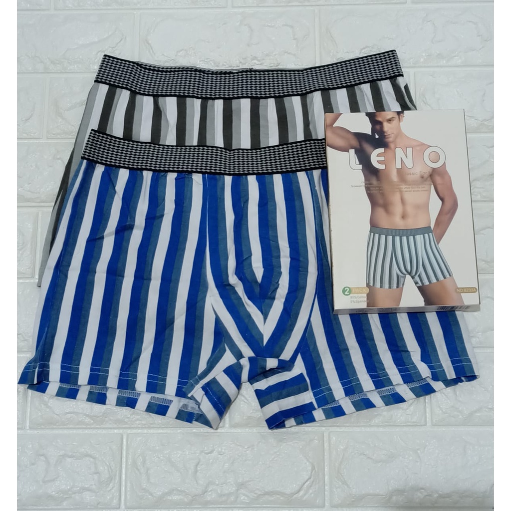 BOXER JUMBO ( 2 PCS CELANA DALAM PRIA) / BOXER PRIA GARIS GARIS / BOXER LENO