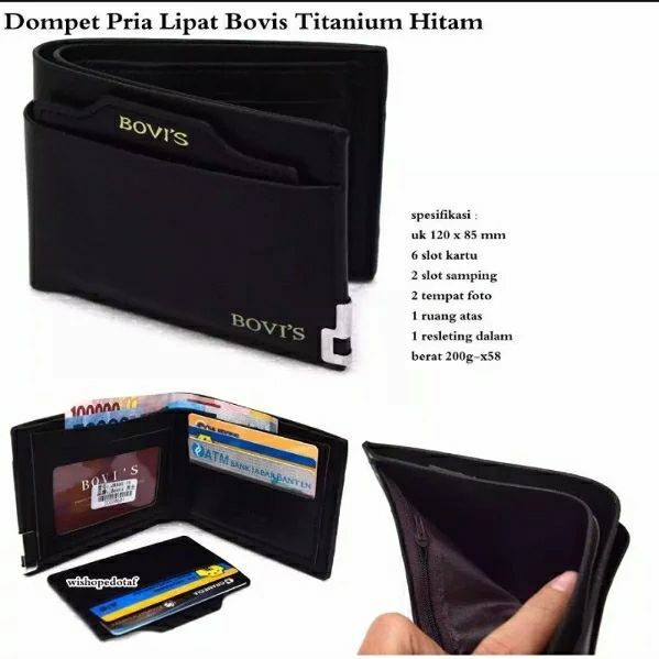 Dompet Pria Bovis &amp; Co PU-premium J09 / Dompet Kulit / Dompet Murah / Dompet Keren- HITAM