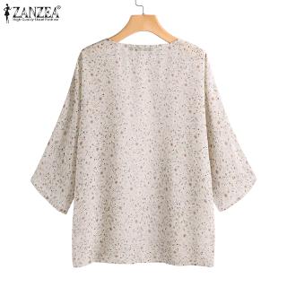 ZANZEA Cardigan Pantai  Musim Panas Motif Bunga Ada Ukuran 