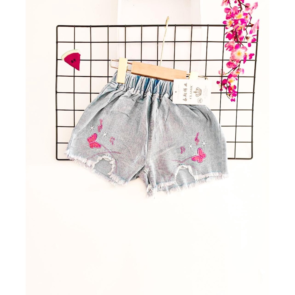 Promo !! Hotpants anak cewek / hot pants music butterfly pinky import ukuran 6bulan-1tahun (biru) / Celana pendek perempuan