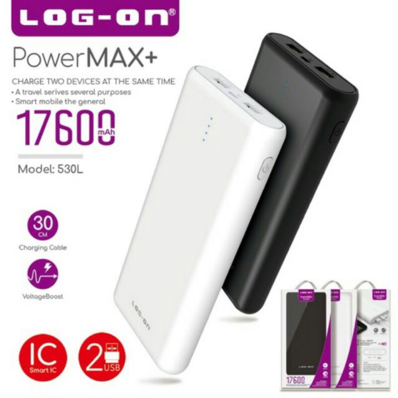 Powerbank logon LOG-on powerbank 17600Mah POWER BANK DUAL USB 2.4A