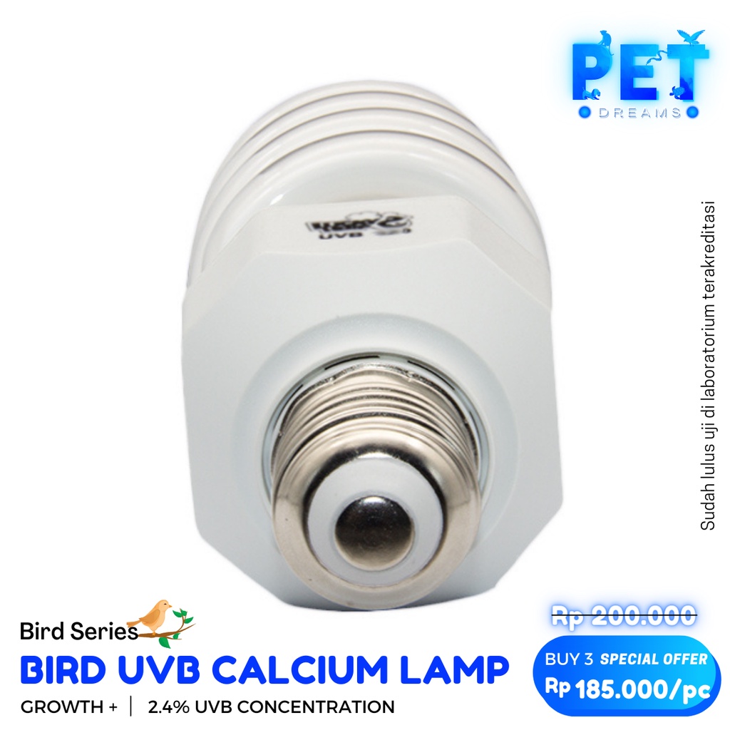 PROMO LUCKYHERP BIRD LAMP 2.4% UVB LAMPU BURUNG VITAMIN UV KALSIUM CALCIUM MACAW LOVEBIRD KENARI