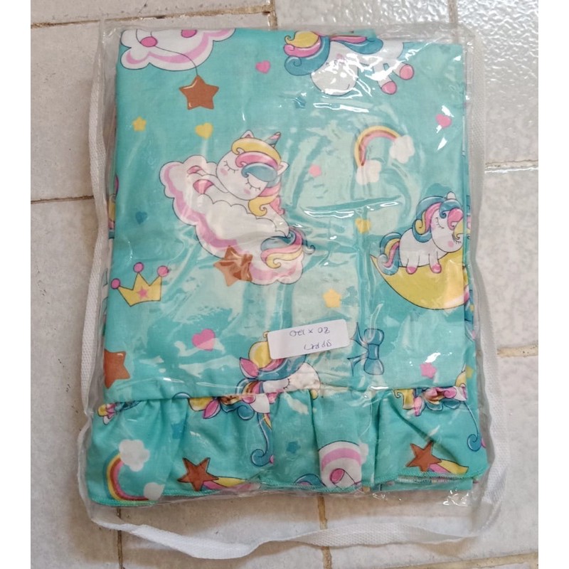 Sprei sarung bantal guling set bayi karet samping katun halus motif kartun